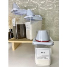 Moda Ozy 3lü Ölçü Kapaklı 2300/1800/1100 ml Çay/şeker /tuz  Saklama Kabı Vakumlu Akrilik Erzak Kabı