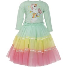 Duca Karnaval Etek ve Unicorn Baskılı Uzun Kol Body Ikili Takım
