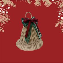 Rebada Yılbaşı Süsü Hasır Rattan Çan, 18-20 Cm Dekoratif Zilli Yeniyıl Süs