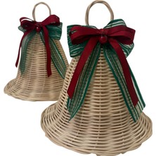 Rebada Yılbaşı Süsü Hasır Rattan Çan, 18-20 Cm Dekoratif Zilli Yeniyıl Süs