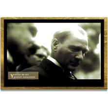 Marsilyan Yapay Zeka ile Yenilenmiş Atatürk Fotoğrafları Siyah Beyaz Cam Tablo, 3D Dekoratif Baskı 506