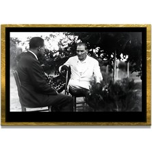 Marsilyan Yapay Zeka ile Yenilenmiş Atatürk Fotoğrafları Siyah Beyaz Cam Tablo, 3D Dekoratif Baskı 669