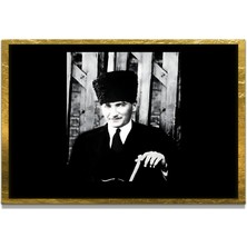 Marsilyan Yapay Zeka ile Yenilenmiş Atatürk Fotoğrafları Siyah Beyaz Cam Tablo, 3D Dekoratif Baskı 93