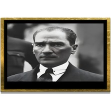 Marsilyan Yapay Zeka ile Yenilenmiş Atatürk Fotoğrafları Siyah Beyaz Cam Tablo, 3D Dekoratif Baskı 823