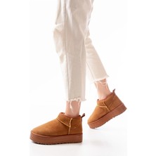 Mge Store Süet Kürklü Kışlık Kapalı Burun Kadın Günlük Terlik Ayakkabı Bot