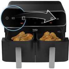 Beko Airfryer, Çift Hazneli 2400 W 9 Porgramlı 8,5 Lt Sıcak Hava Fritözü, Siyah