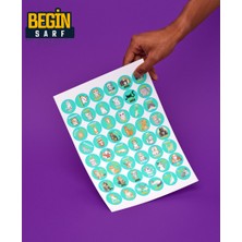 Begin Sarf Ödev Sticker Kedi  Etiketi Öğretmen Harika Süper Sticker 3 cm 48 Adet