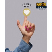 Begin Sarf Kalp Sticker Etiket 3 cm 48 Adet Gold