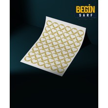 Begin Sarf Kalp Sticker Etiket 3 cm 48 Adet Gold