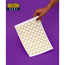 Begin Sarf Kalp Sticker Etiket 3 cm 48 Adet Gold