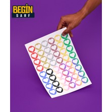 Begin Sarf Kalp Sticker Etiket 3 cm 48 Adet Karışık