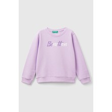 Kız Çocuk Bisiklet Yaka Sweatshirt - Lila