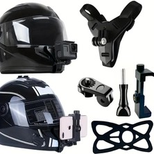 Motosiklet Kask Çene Altı Telefon ve Aksiyon Kamera Tutucu Seti - Gopro ve Evrensel Uyumlu