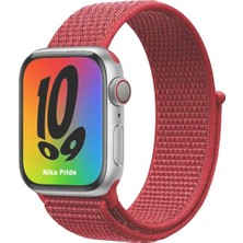 FirstModel Apple Watch Cırtlı Bant Kordon ( Seri 10 - 46 mm Uyumlu) Nar Kırmızı