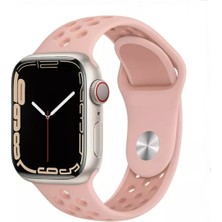 FirstModel Apple Watch Delikli Nike Spor Silikon Kordon ( Seri 10 / 11 - 46 mm Uyumlu) Pembe