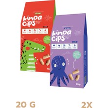 2 Paket 20 Gr. Sade Kinoa Cips For Kids Sevimli Dinozor ve Bebek Ahtapot