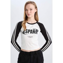 DeFacto Fitted Fitilli Kaşkorse Uzun Kollu Tişört D9856AX24WN