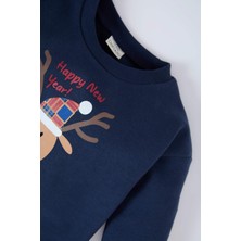 DeFacto Erkek Bebek Yılbaşı Temalı 2'li Takım Bisiklet Yaka Sweatshirt Beli Lastikli Eşofman Altı D6729A524WN