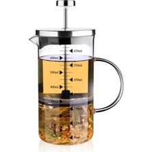 Mayko Çikolata Cambu 700ML 3'ü 1 Arada Ateşe Dayanıklı (French Press Demlik, Ölçü Kabı)