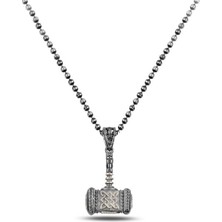 Brezza Lusso Jewelry Antik Viking Çekiç Erkek Gümüş Kolye