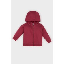 DeFacto Kız Bebek Kapüşonlu Basic Düz İçi Yumuşak Tüylü Fermuarlı Sweatshirt D0750A524AU