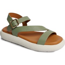 Greyder Kadın Su Yeşili Hakiki Deri Sandalet 4Y2TS59007