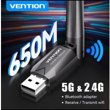 Vention AC650M Wifi+Bluetooth Adaptörü CE/FC /ROHS Lisanslı Süper Hızlı Çift Bant 5Ghz 650Mbps/433Mbps/2.4Ghz 133Mbps