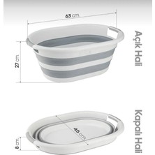 Silkyra Plastik 40 Lt Büyük Boy Katlanabilir Çamaşır Sepeti 60X40 Gri