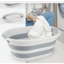 Silkyra Plastik 40 Lt Büyük Boy Katlanabilir Çamaşır Sepeti 60X40 Gri