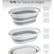 Silkyra Plastik 40 Lt Büyük Boy Katlanabilir Çamaşır Sepeti 60X40 Gri