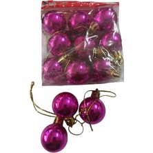 Pandoli Pembe Renkli Yılbaşı Çam Ağacı Süsleme 3 Cm Cici Top 12 Adet Renkli Plastik Noel Süsleri