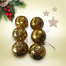 Pandoli Plastik Kristal Disko Topu Şeklinde 6 Cm Altın Renk Yılbaşı Ağacı Süsü 6 Adet