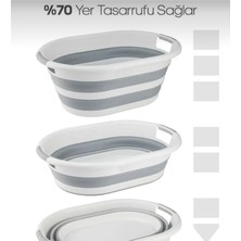 Silkyra Plastik Küçük Boy Katlanabilir Çamaşır Sepeti 25 Lt 55X35CM Gri Renk
