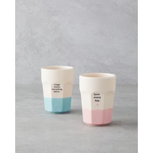 English Home Love Day Seramik 2'li Bardak 280 ml Pembe - Yeşil