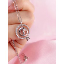 Neva jewelry Tektaş Yüzüklü Ayak İzi Kolye