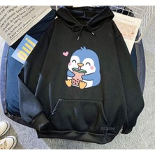 Kids Face Özel Tasarım Kapüşonlu Çikolatalı Smoothie Baskılı Kışlık Yeni Trend Kız Çocuk Sweatshırt