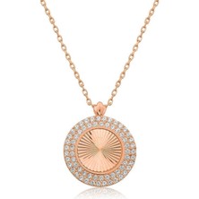 Cey jewelry Gümüş Rose Oval Fırfır Bayan Kolye