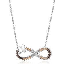 Cey jewelry Gümüş Kelebekli Sonsuzluk Kolye