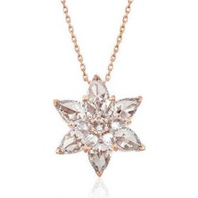 Cey jewelry Gümüş Rose Beyaz Lotus Çiçeği Kolye