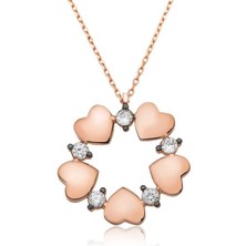 Cey jewelry Gümüş Kalp Çemberi Bayan Kolye