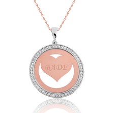 Cey jewelry Gümüş Rose Taşlı Kişiye Özel Isimli Kolye