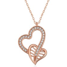 Cey jewelry Gümüş Rose Birleşmiş Kalpler Kadın Kolye