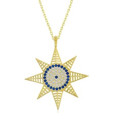 Cey jewelry Gümüş Gold Nazarlı Kutup Yıldızı Kadın Kolye