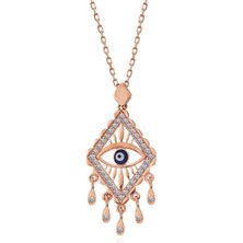 Cey jewelry Gümüş Rose Nazarlı Göz Kolye