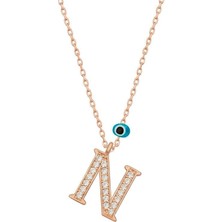Cey jewelry Gümüş Nazar Rose N Harfi Kadın Kolye
