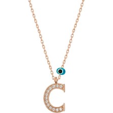 Cey jewelry Gümüş Nazar Rose C Harfi Kadın Kolye