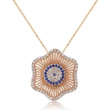 Cey jewelry Gümüş Nazarlı Çiçek Bayan Kolye