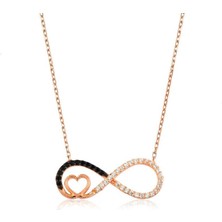 Cey jewelry Gümüş Kalpli Sonsuzluk Bayan Kolye