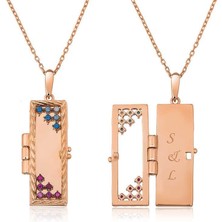 Cey jewelry ​gümüş Rose Kapaklı Kişiye Özel Kolye