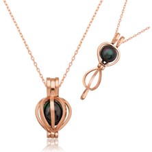 Cey jewelry Gümüş Siyah Inci Bayan Kolye